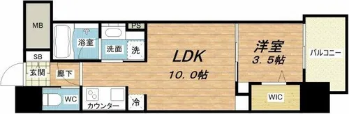 アーバネックス心斎橋Ⅱ【10階】の間取り