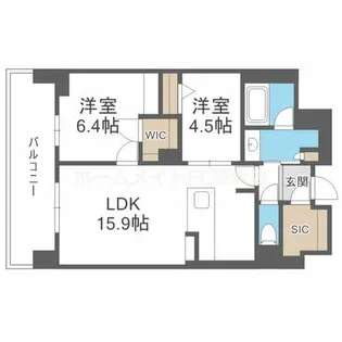 リビエナ グラン 新梅田【6階】の間取り
