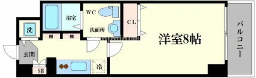 ルクレ難波 (旧 CASSIA難波)【4階】の間取り