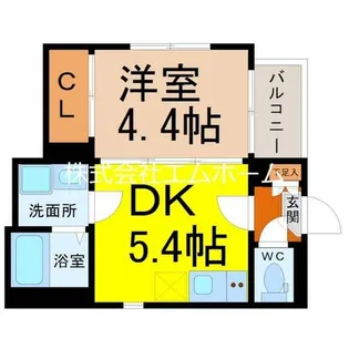 1DKの間取り画像
