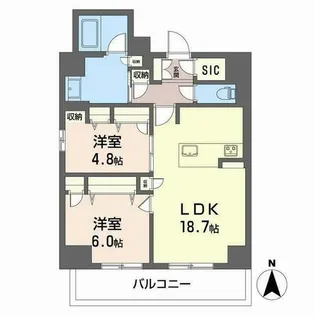 アミコート 瓦屋町【7階】の間取り