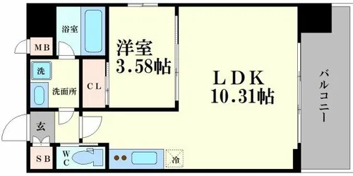 プレジオ弁天町ASIAN【5階】の間取り