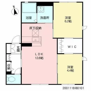 ヴィラ サニーサイド B棟【B0101号室】の間取り