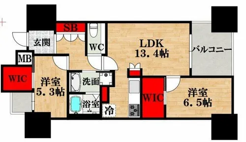 グランドメゾン北堀江レジデンス【13階】の間取り