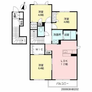 タウンハウス パルムコート B棟【B0202号室】の間取り