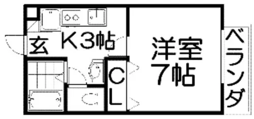 シャンテ香里【1階】の間取り