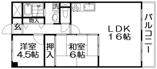 香里プラザⅡ【3階】の間取り