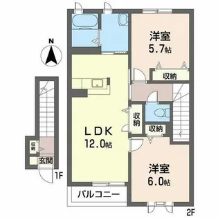 ヴェール ヴィル八日市【0202号室】の間取り