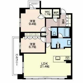 エスティメゾン白壁南【0701号室】の間取り