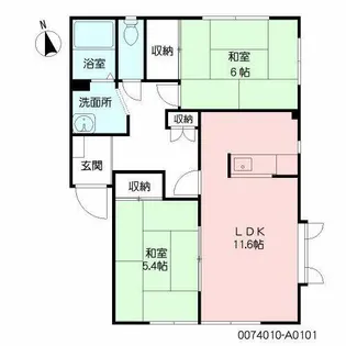 ビューテラス A棟【A0101号室】の間取り