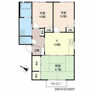 ルポ・エミナーンス C棟【C0207号室】の間取り