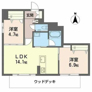 ウイングズドエル【0101号室】の間取り