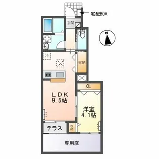 アパートメント神ノ輪【1階】の間取り