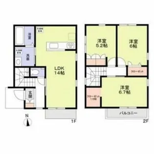 大阪府松原市小川4丁目【一戸建】の間取り