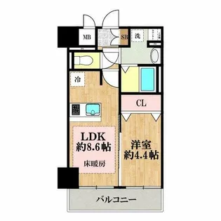 プレサンス難波クチュール【15階】の間取り