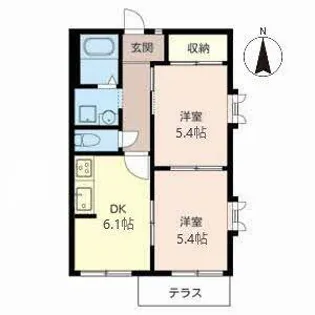 ドミール岩倉【0101号室】の間取り