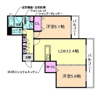 ベレオ北桜塚【2階】の間取り