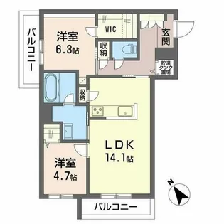 シャーメゾンiroha【A0303号室】の間取り