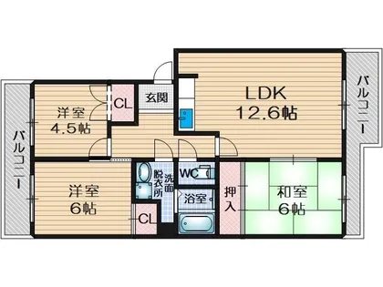 千里サザンテラス【606号室】の間取り
