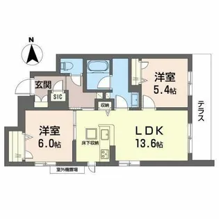 シャーメゾン シャルム本町【0102号室】の間取り