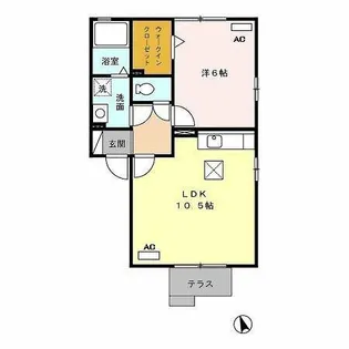 リバーオークス【101号室】の間取り