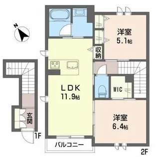 グレンディールII【0201号室】の間取り