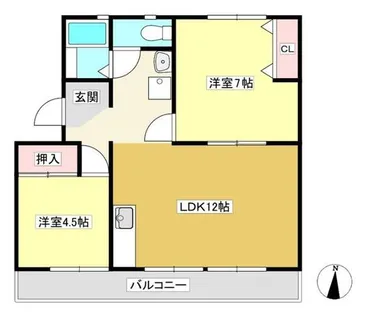 蒲郡ハイツ【1-C号室】の間取り