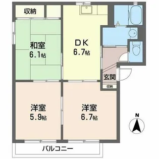 アンリ久津川III【0206号室】の間取り
