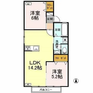 スカイハイツ中切 B【2階】の間取り