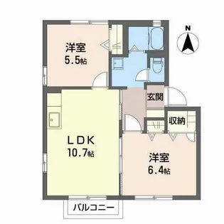 ガーデンコート緑ヶ丘A棟B棟【A203号室】の間取り