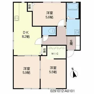 クエストヒル陣原 A棟【A0101号室】の間取り