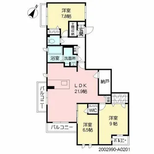 クレスト則松【A0201号室】の間取り