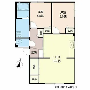 グリーングラス A棟【A0101号室】の間取り