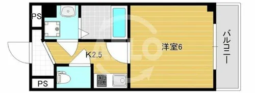 グランパシフィック恵美須西【6階】の間取り