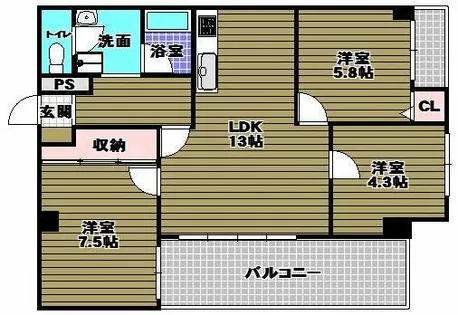 ガーデンハイム狭山A棟【3階】の間取り