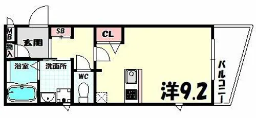 プレサンス神戸駅前グランツ【7階】の間取り