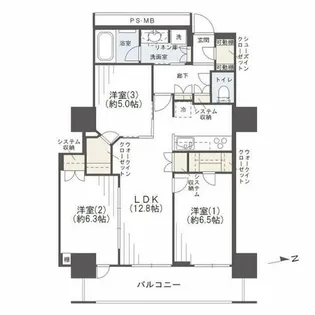 阿波座ライズタワーズフラッグ46 OMPタワー【26階】の間取り