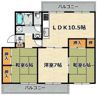 ひよどり台7団地36号棟【2階】の間取り