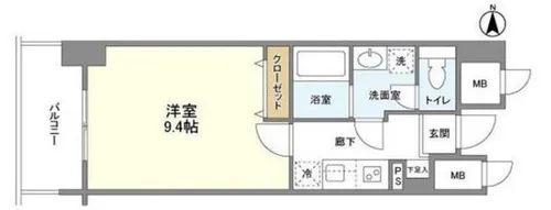 アヴェニール北浜【9階】の間取り