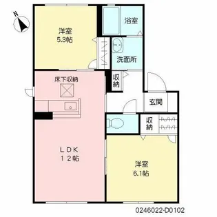 ノールカトレアII D棟【D0102号室】の間取り