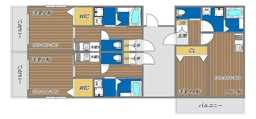 WING湊川公園【301号室】の間取り