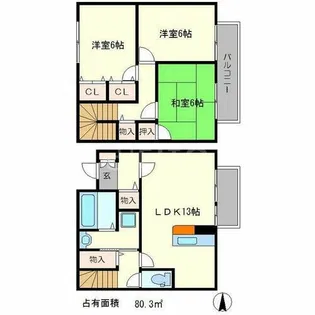 パストラル木野A棟【1階】の間取り