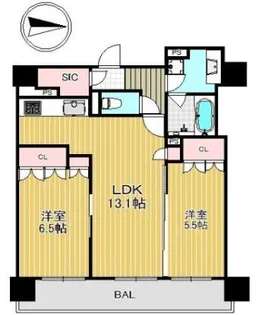 ブランズタワー御堂筋本町【23階】の間取り
