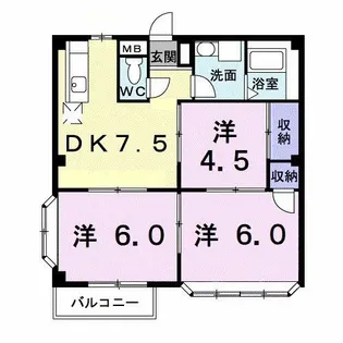 ホワイトルーム飯村A【2階】の間取り