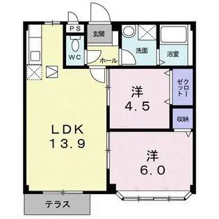 ホワイトルーム飯村A【1階】の間取り
