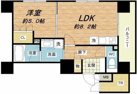 エル・セレーノ上本町レジデンス【14階】の間取り