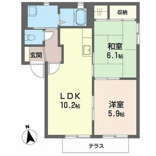 バリュージュ青野【E113号室】の間取り