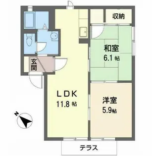 ハイツ あっと・ほうむ【0102号室】の間取り