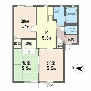 ルネ 熊取【0103号室】の間取り