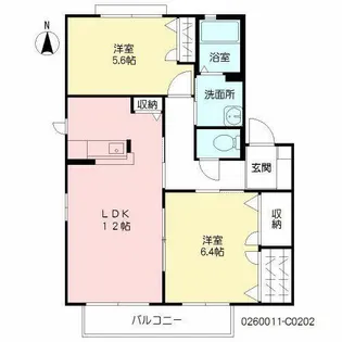 咲ら小路II C棟【C0202号室】の間取り
